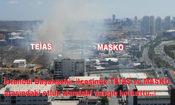 İstanbul Başakşehir ilçesinde TEİAŞ ve MASKO arasındaki otluk alandaki yangın korkuttu..!