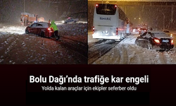 Bolu Dağı’nda trafiğe kar engeli: Yolda kalan araçlar için ekipler seferber oldu