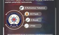 Tabanca ve kesici aletler ele geçirildi, 8 şüpheliye işlem yapıldı