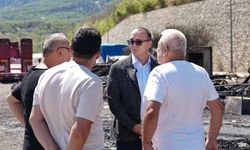Başkan Kotan, balıkçı barınağındaki yangın bölgesinde inceleme yaptı