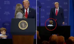 Trump’tan sahnede hızlı müdahale: Küçük çocuğu düşmeden durdurdu