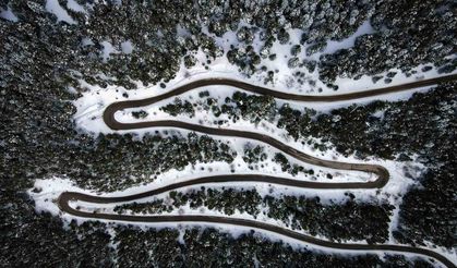 Sahara Geçidi’nin kış manzarası havadan görüntülendi