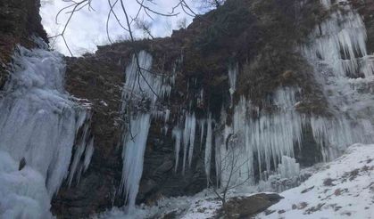 Batman’da donan dere yatakları ve şelalelerde metrelerce buz sarkıtları oluştu