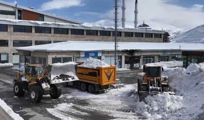 Bitlis’te kar yığınları kamyonlarla taşınıyor