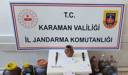 Karaman’da jandarmadan kaçak alkol ve tarihi eser operasyonu