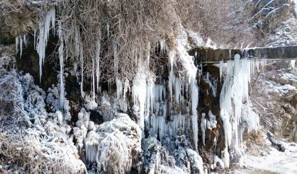 Şırnak’ta şelale ve dağlık alanlar buz kesti