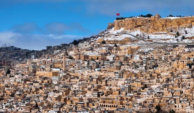 Beyaza bürünen Mardin, havadan görüntülendi