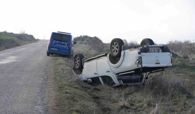 Edirne’de kontrolden çıkan pikap takla attı: 1 yaralı