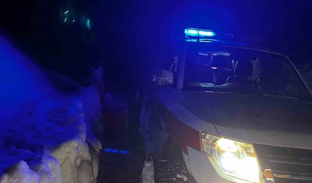Kar nedeniyle yolu kapanan köydeki hasta, paletli ambulans yardımıyla hastaneye ulaştırıldı