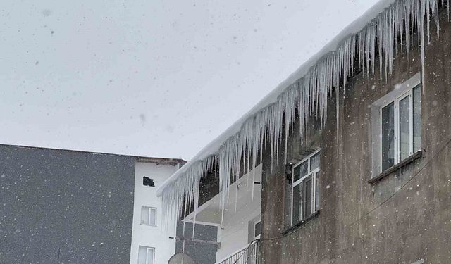 Tatvan’da çatılardaki buz sarkıtları tehlike saçıyor