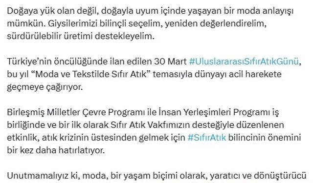 UNEP’ten Uluslararası Sıfır Atık Günü’nde moda ve tekstilde sıfır atık sağrısı