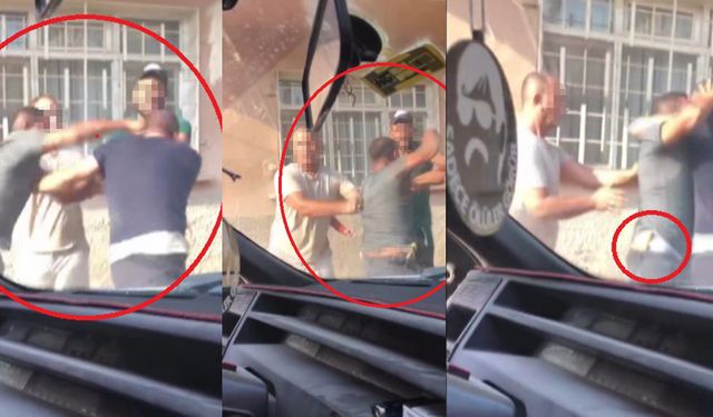 Belindeki bıçakla tekmeli yumruklu kavgaya girdi, sokak boks ringine döndü