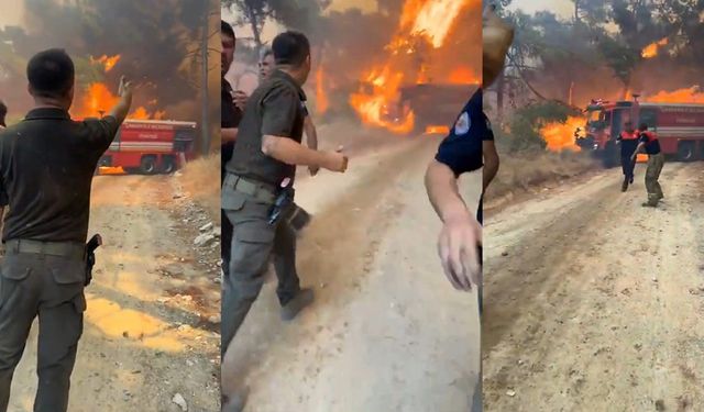 Çanakkale’deki orman yangınında bir itfaiye aracı yandı, itfaiye erleri canını zor kurtardı