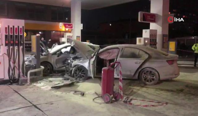 Çekmeköy’de araç benzinliğe daldı, facianın eşiğinden dönüldü