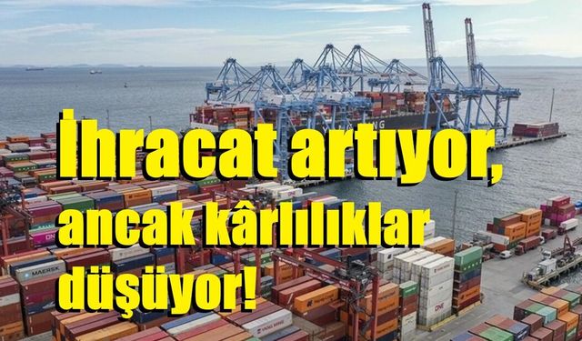 İhracat artıyor, ancak kârlılıklar düşüyor