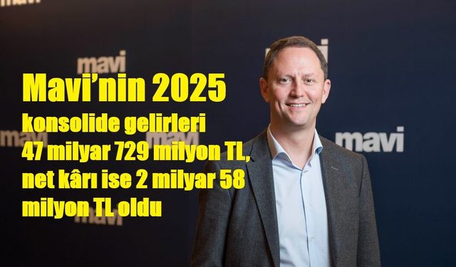 Mavi’nin 2025 konsolide gelirleri 47 milyar 729 milyon TL,  net kârı ise 2 milyar 58 milyon TL oldu