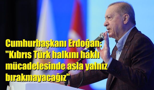 Cumhurbaşkanı Erdoğan: "Kıbrıs Türk halkını haklı mücadelesinde asla yalnız bırakmayacağız"