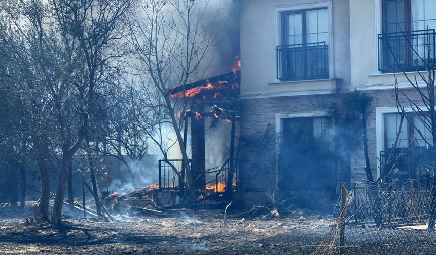 Çanakkale’de ormanlık alana sıçrayan yangında villalar yandı