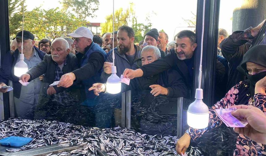 Artvin’in Hopa ilçesinde kilosu 20 liradan satılan 3 ton hamsi 2 saatte tükendi