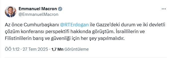 Macron’un Eylül Ayında Birleşmiş Milletler Genel Kurulu’nda Filistin Devleti’ni Resmen Tanıyacağını Açıklaması Isindetayi.com