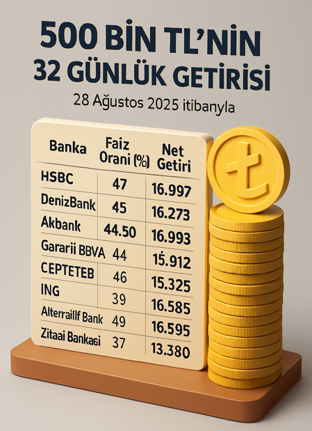 500 Bin Tl'nin 32 Günlük Getirisi Belli Oldu Faizler Düştü, Kazançlar Değişti!