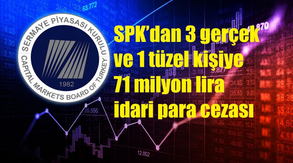 SPK’dan 3 gerçek ve 1 tüzel kişiye 71 milyon lira idari para cezası