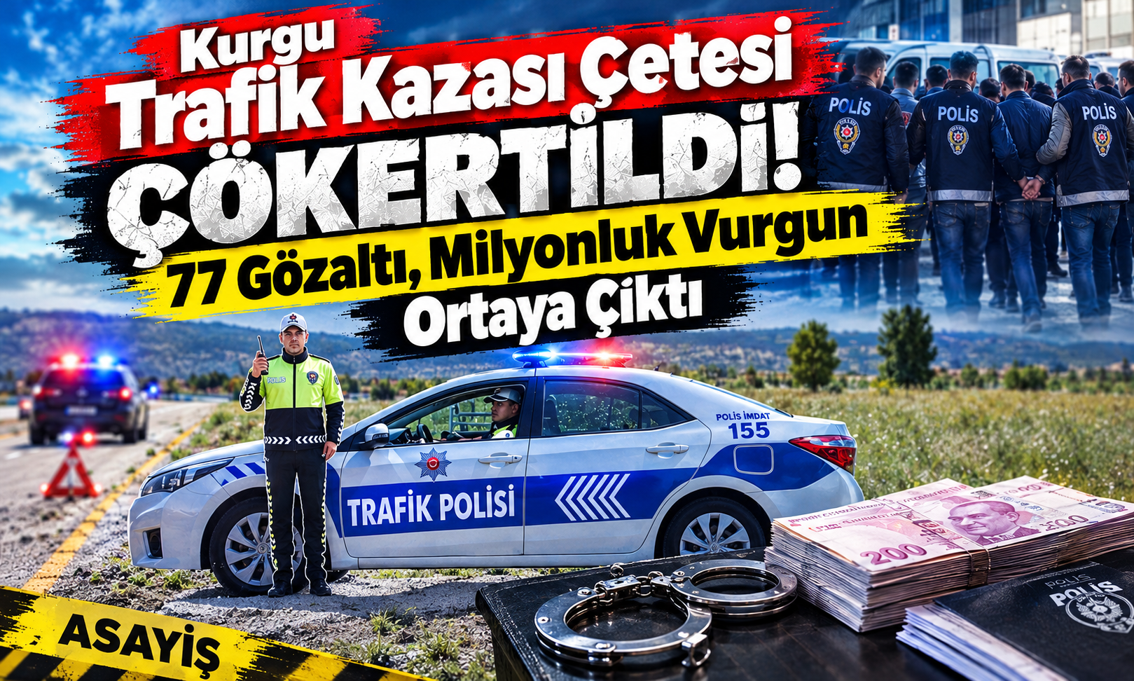 Kurgu Trafik Kazası Çetesi Çökertildi: 77 Gözaltı, Milyonluk Vurgun Ortaya Çıktı