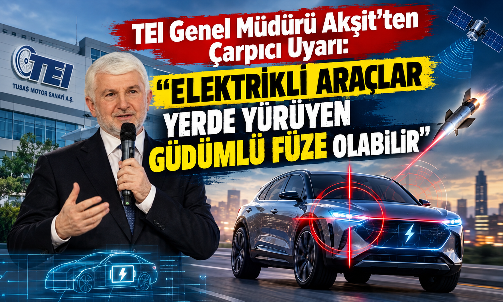 TEI Genel Müdürü Akşit'ten Çarpıcı Uyarı: "Elektrikli Araçlar Yerde Yürüyen Güdümlü Füze Olabilir"